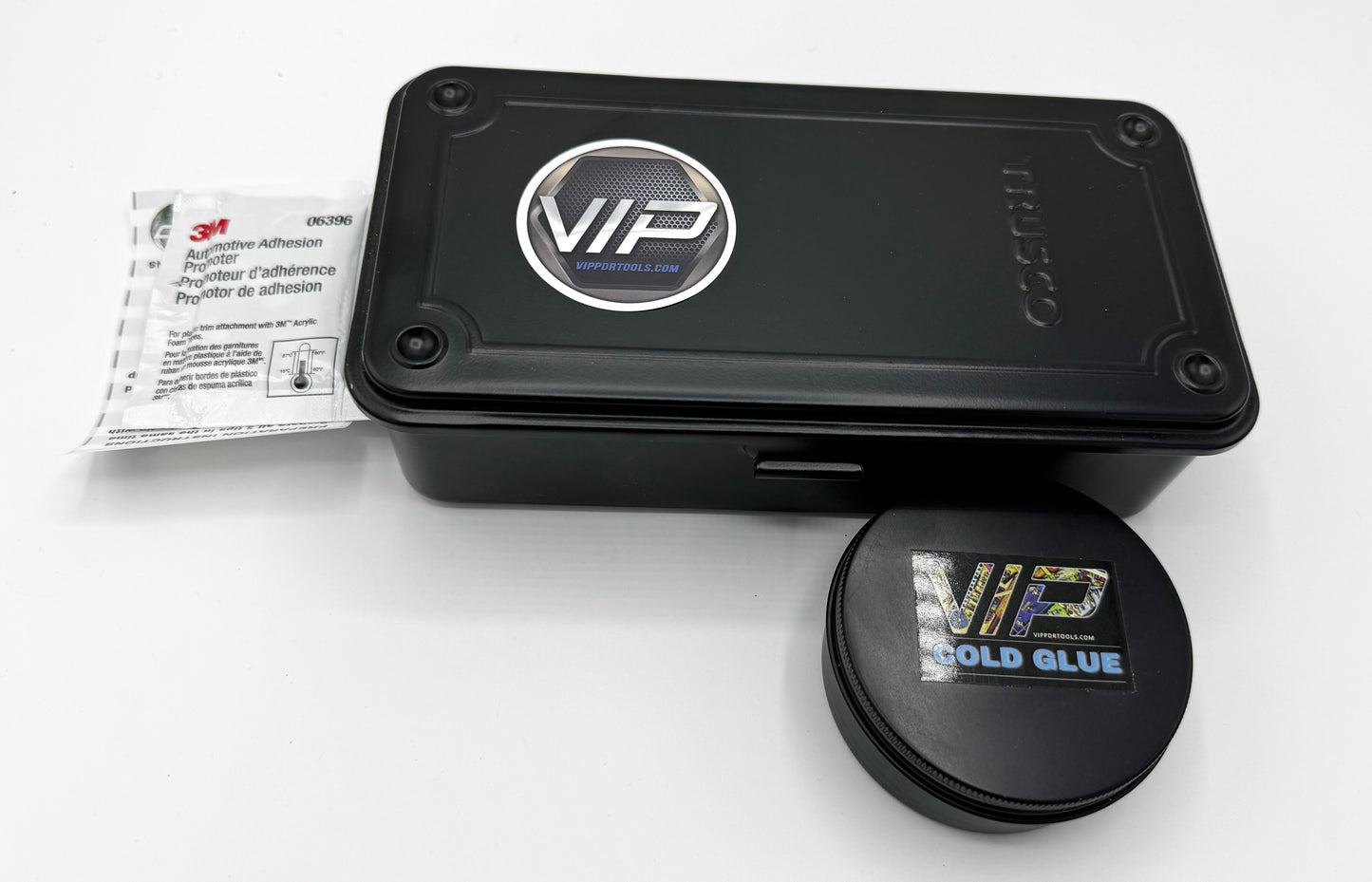 VIP Metal Heads - Cold Glue Tab Set With Magnetic Storage Box & 2oz VIP Cold Glue