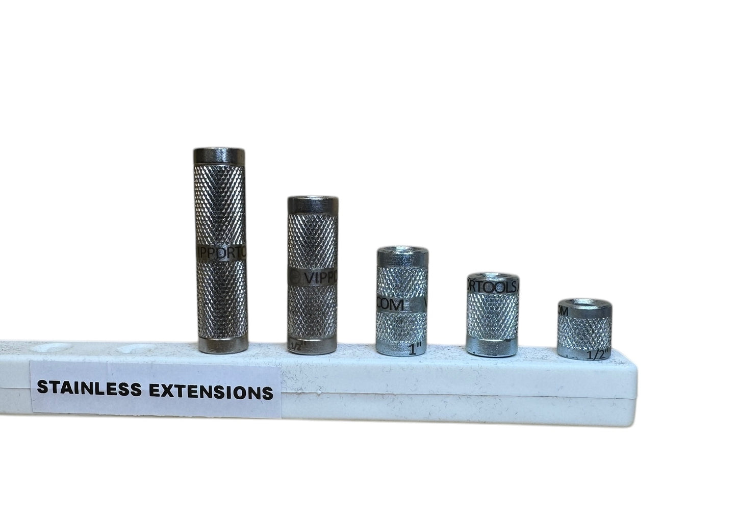 VIP TOOL EXTENSION STAINLESS STEEL SET OF 5 - 0.5", 0.75", 1", 1.5", 2"