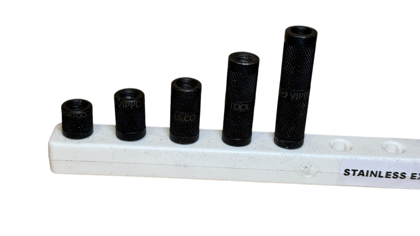 VIP TOOL EXTENSION STAINLESS STEEL SET OF 5 - 0.5", 0.75", 1", 1.5", 2"