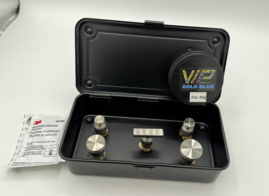 VIP Metal Heads - Cold Glue Tab Set With Magnetic Storage Box & 2oz VIP Cold Glue