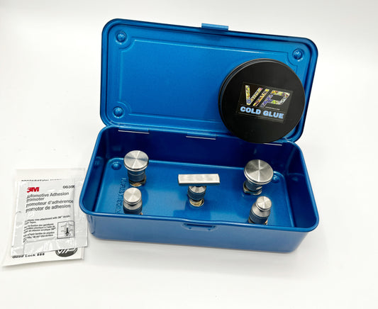 VIP Metal Heads - Cold Glue Tab Set With Magnetic Storage Box & 2oz VIP Cold Glue