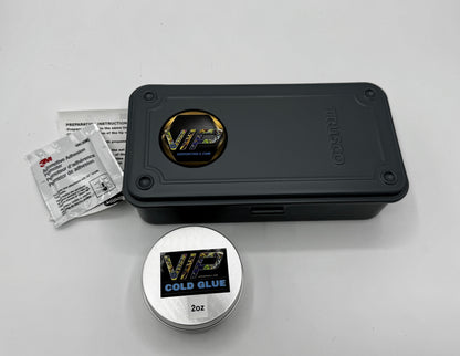 VIP Metal Heads - Cold Glue Tab Set With Magnetic Storage Box & 2oz VIP Cold Glue